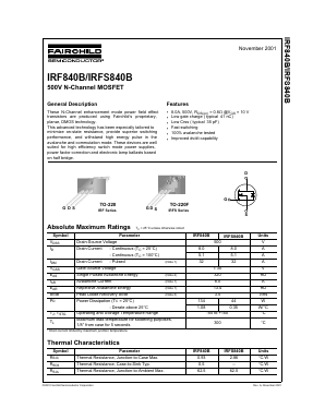 IRF840B Datasheet PDF Fairchild Semiconductor