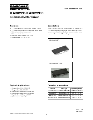 KA3022D Datasheet PDF Fairchild Semiconductor