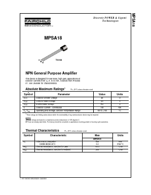 MPSA18 Datasheet PDF Fairchild Semiconductor