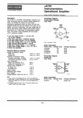 UA725HC Datasheet PDF Fairchild Semiconductor