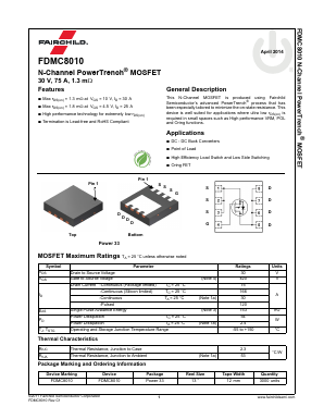 FDMC8010 Datasheet PDF Fairchild Semiconductor