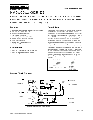 KA5H0365R Datasheet PDF Fairchild Semiconductor