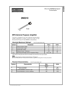 2N5210 Datasheet PDF Fairchild Semiconductor