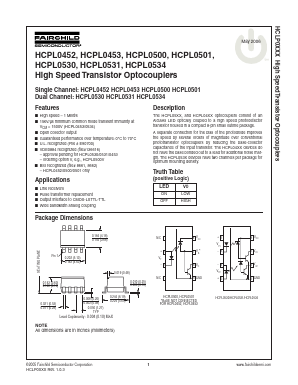 HCPL0530R1V Datasheet PDF Fairchild Semiconductor