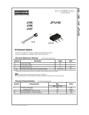 J105 Datasheet PDF Fairchild Semiconductor