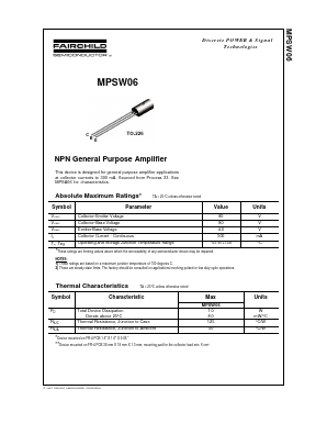 MPSW06 Datasheet PDF Fairchild Semiconductor