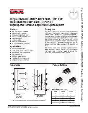 6N137WVM Datasheet PDF Fairchild Semiconductor