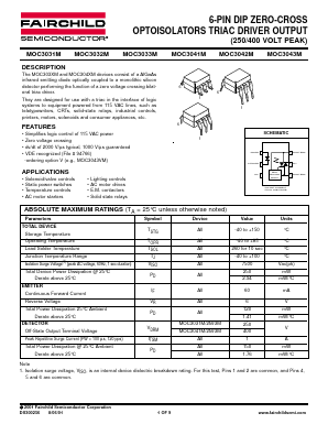 MOC3032TM Datasheet PDF Fairchild Semiconductor
