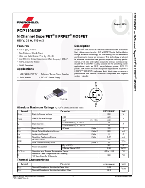 FCP110N65F Datasheet PDF Fairchild Semiconductor