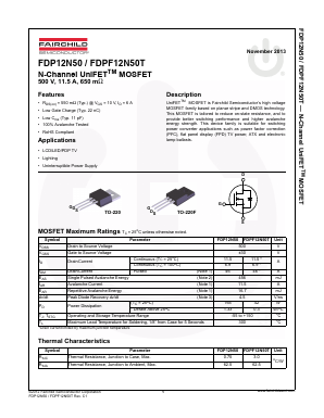 FDP12N50 Datasheet PDF Fairchild Semiconductor