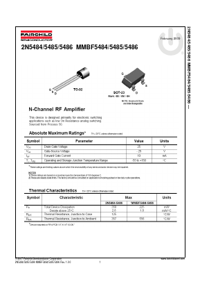 2N5486_D74Z Datasheet PDF Fairchild Semiconductor