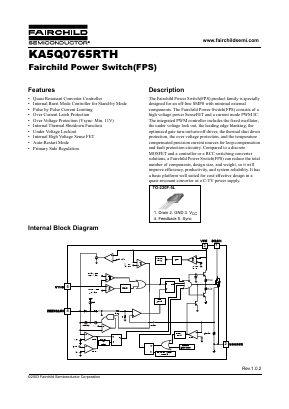 KA5Q0765RTHYDTU Datasheet PDF Fairchild Semiconductor