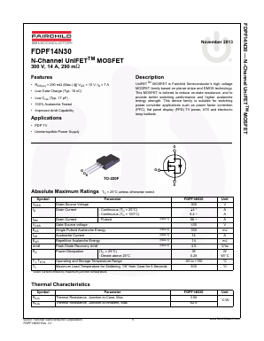 FDPF14N30 Datasheet PDF Fairchild Semiconductor