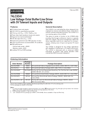 74LCX541MSA Datasheet PDF Fairchild Semiconductor