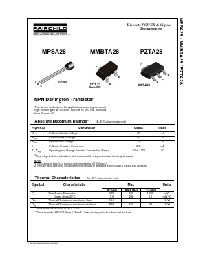 MPSA28 Datasheet PDF Fairchild Semiconductor