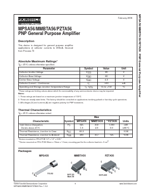 MMBTA56 Datasheet PDF Fairchild Semiconductor