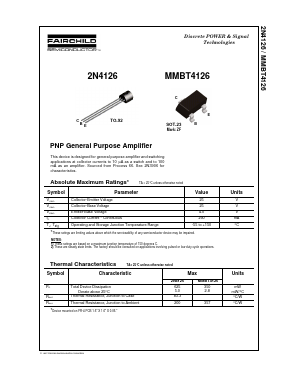 MMBT4126 Datasheet PDF Fairchild Semiconductor