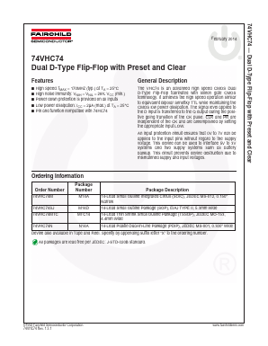 74VHC74MTCX Datasheet PDF Fairchild Semiconductor