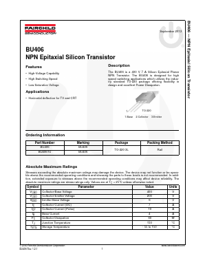 BU406TU Datasheet PDF Fairchild Semiconductor