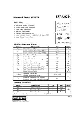 SFU9214 Datasheet PDF Fairchild Semiconductor