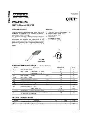 FQAF16N50 Datasheet PDF Fairchild Semiconductor