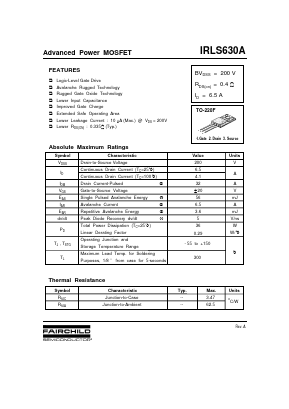 IRLS630A Datasheet PDF Fairchild Semiconductor