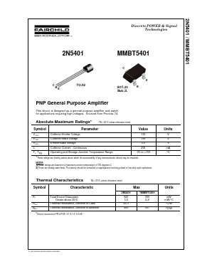 MMBT5401 Datasheet PDF Fairchild Semiconductor