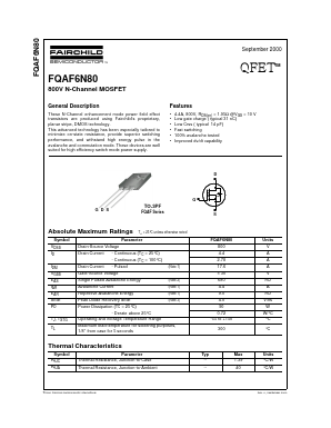 FQAF6N80 Datasheet PDF Fairchild Semiconductor