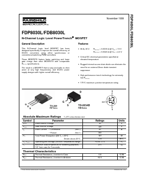 FDB8030L Datasheet PDF Fairchild Semiconductor