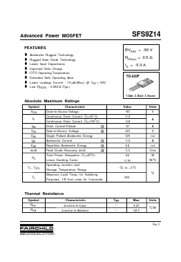 SFS9Z14 Datasheet PDF Fairchild Semiconductor
