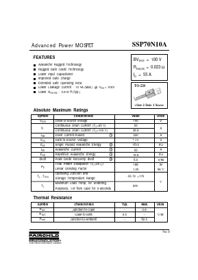 SSP70N10A Datasheet PDF Fairchild Semiconductor