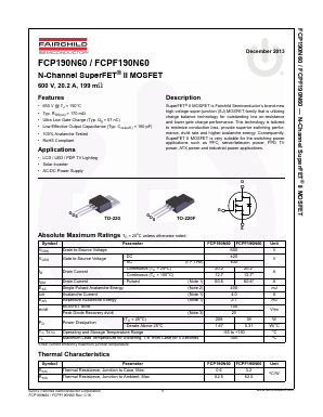 FCP190N60 Datasheet PDF Fairchild Semiconductor