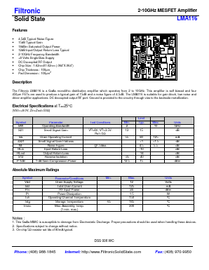 LMA116 Datasheet PDF Filtronic PLC