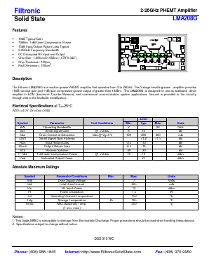 LMA208G Datasheet PDF Filtronic PLC