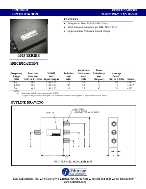 4123 Datasheet PDF Filtronic PLC