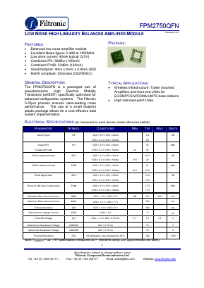 EB-FPM2750QFN-BAL Datasheet PDF Filtronic PLC