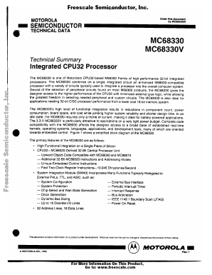 MC68330FE16 Datasheet PDF Freescale Semiconductor