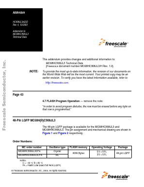 MC68HC908JL3CFA Datasheet PDF Freescale Semiconductor