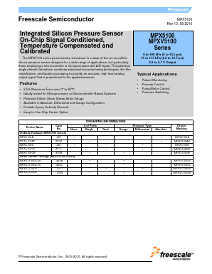 MPX5100A Datasheet PDF Freescale Semiconductor