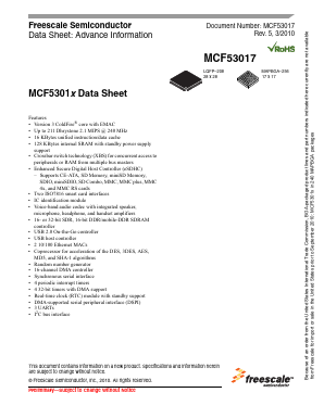 MCF53017CMJ240 Datasheet PDF Freescale Semiconductor