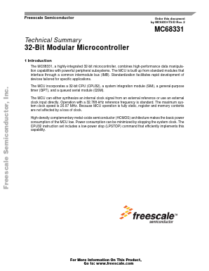 MC68331CFC16 Datasheet PDF Freescale Semiconductor