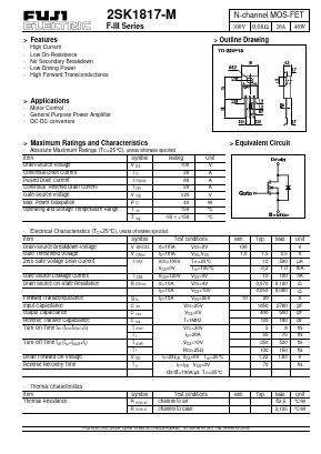 2SK1817 Datasheet PDF Fuji Electric