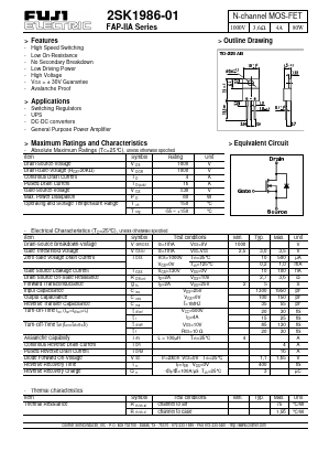 2SK1986 Datasheet PDF Fuji Electric