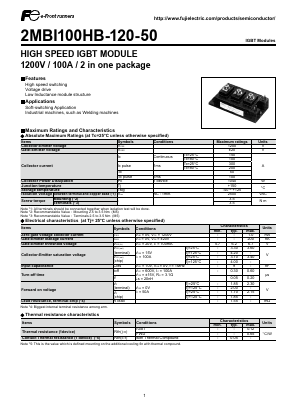 2MBI100HB-120-50 Datasheet PDF Fuji Electric
