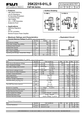 2SK2215-01S Datasheet PDF Fuji Electric