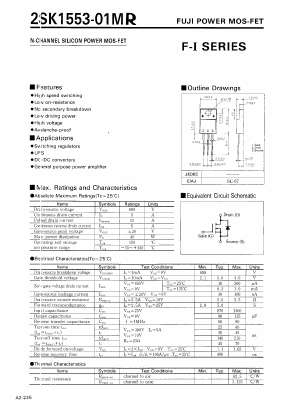 2SK1553-01MR Datasheet PDF Fuji Electric