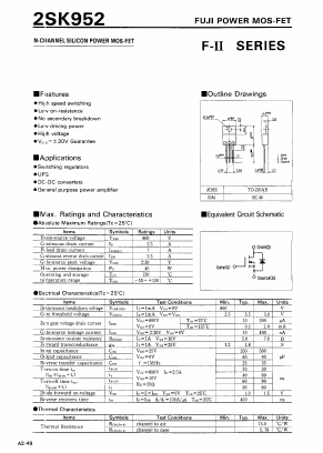 2SK952 Datasheet PDF Fuji Electric