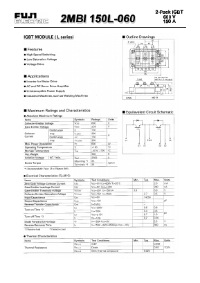 2MBI150L-060 Datasheet PDF Fuji Electric