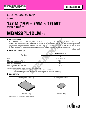 MBM29PL12LM Datasheet PDF Fujitsu
