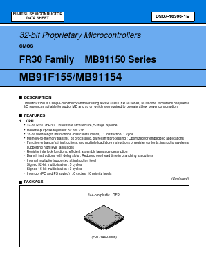 MB91F155 Datasheet PDF Fujitsu